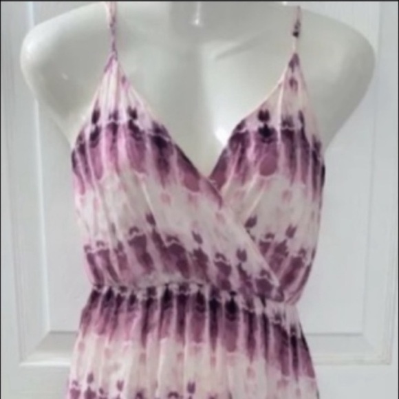 Women’s One Clothing Purple Off-White Cream Tie Dye Surplice Maxi Dress XS - Picture 5 of 11